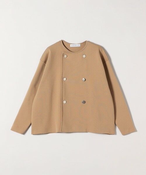 quaranciel:〈手洗い可能〉ニット ノーカラー ダブル ジャケット