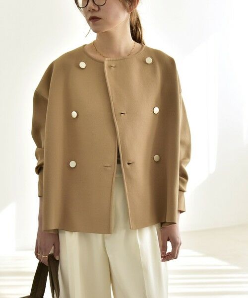 SHIPS / シップス カーディガン・ボレロ | 《一部追加予約》quaranciel:〈手洗い可能〉ニット ノーカラー ダブルジャケット カーディガン | 詳細14