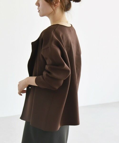 SHIPS / シップス カーディガン・ボレロ | 《一部追加予約》quaranciel:〈手洗い可能〉ニット ノーカラー ダブルジャケット カーディガン | 詳細24