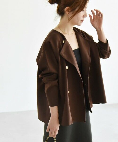 SHIPS / シップス カーディガン・ボレロ | quaranciel:〈手洗い可能〉ニット ノーカラー ダブル ジャケット カーディガン | 詳細28