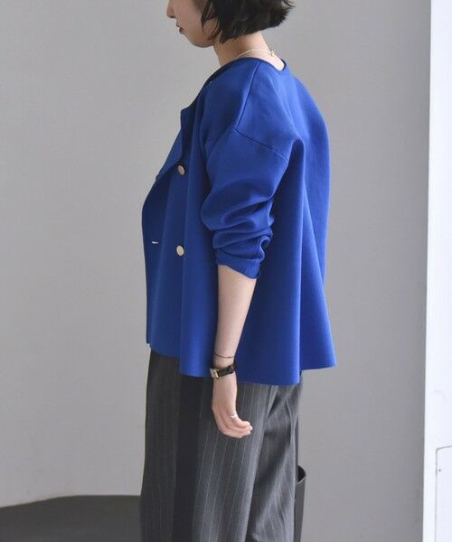 SHIPS / シップス カーディガン・ボレロ | 《一部追加予約》quaranciel:〈手洗い可能〉ニット ノーカラー ダブルジャケット カーディガン | 詳細30