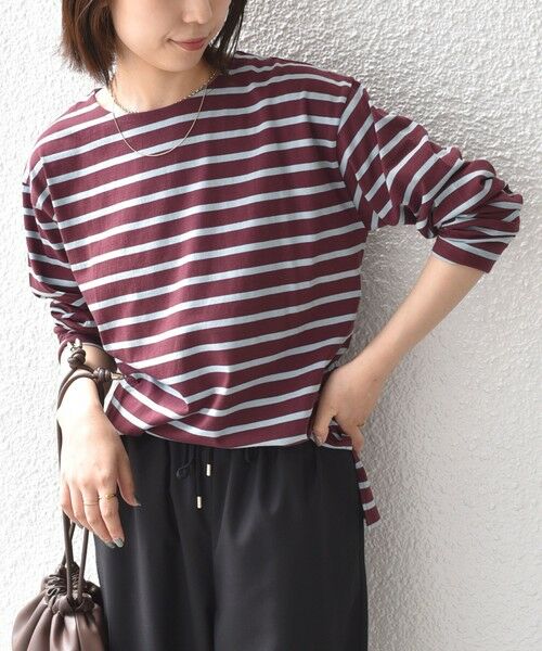 SHIPS / シップス Tシャツ | 《一部追加・新色予約》SHIPS Colors:コットン レイヤード TEE 3(ロンT)◆(ダークブラウン)
