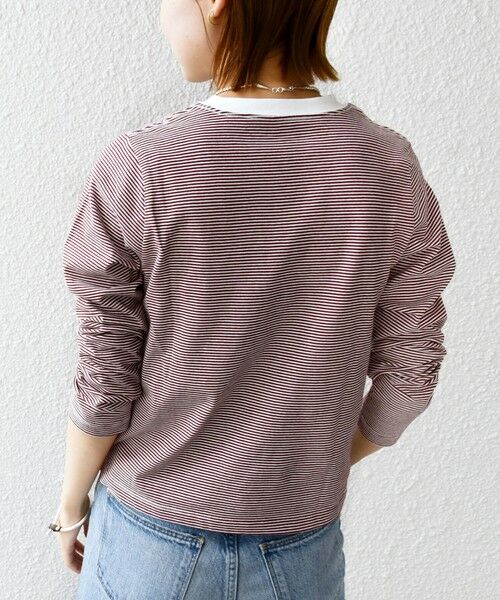 SHIPS for women / シップスウィメン カットソー（半袖以外） | 〈洗濯機可能〉刺繍 デザイン ボーダー リンガー TEE | 詳細17