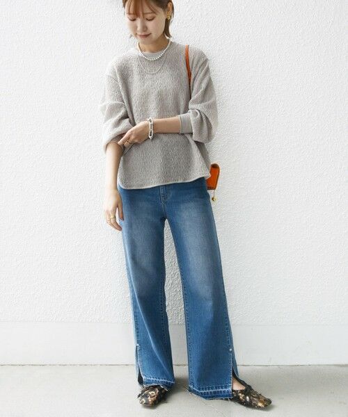 ＊未使用＊SHIPS〈手洗い可能〉ランダムブルーゼ ロングスリーブ プルオーバー 手洗い可能〉ランダムブルーゼ ロングスリーブ プルオーバー