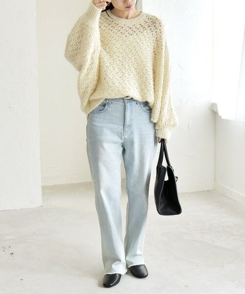 SHIPS / シップス ニット・セーター | quaranciel:〈手洗い可能〉スパンコール レース編み クルーネック ドルマン ルーズ ニット | 詳細1