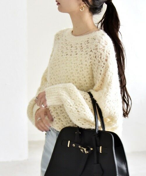 SHIPS / シップス ニット・セーター | quaranciel:〈手洗い可能〉スパンコール レース編み クルーネック ドルマン ルーズ ニット | 詳細3