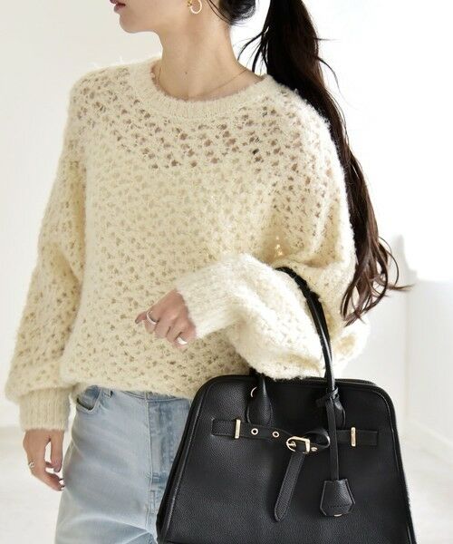 SHIPS / シップス ニット・セーター | quaranciel:〈手洗い可能〉スパンコール レース編み クルーネック ドルマン ルーズ ニット | 詳細8