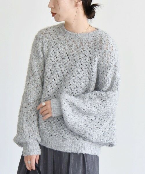 SHIPS / シップス ニット・セーター | quaranciel:〈手洗い可能〉スパンコール レース編み クルーネック ドルマン ルーズ ニット | 詳細25