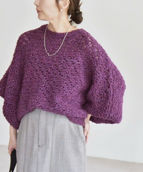 SHIPS for women/シップスウィメン 《一部追加予約》quaranciel:〈手洗い可能〉スパンコール クルーネック ドルマン ニット パープル ONE SIZE SHIPS for women/シップスウィメン 《一部追加予約》quaranciel:〈手洗い可能〉スパンコール クルーネック ドルマン ニット パープル ONE SIZE