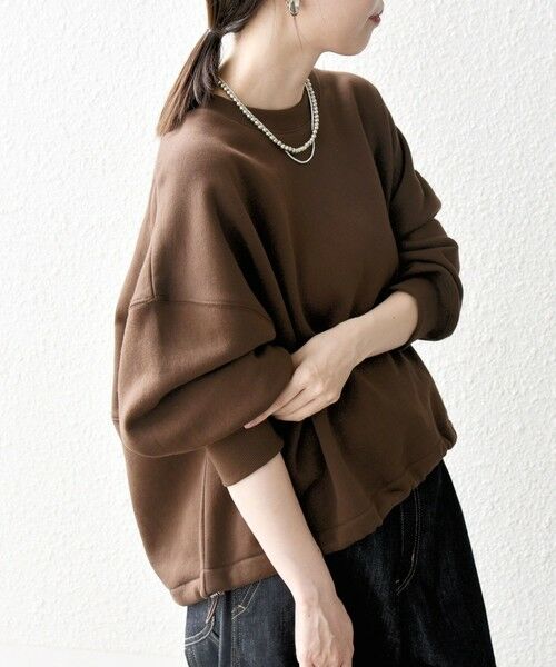 SHIPS / シップス スウェット | 《一部追加予約》【WEB限定】SHIPS any:〈洗濯機可能〉USA コットン 裏起毛 コクーン プルオーバー(ブラウン)