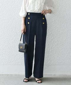 SHIPS any:〈手洗い可能〉ウールライク フロント ボタン ロング パンツ ［NAVY BLUE］