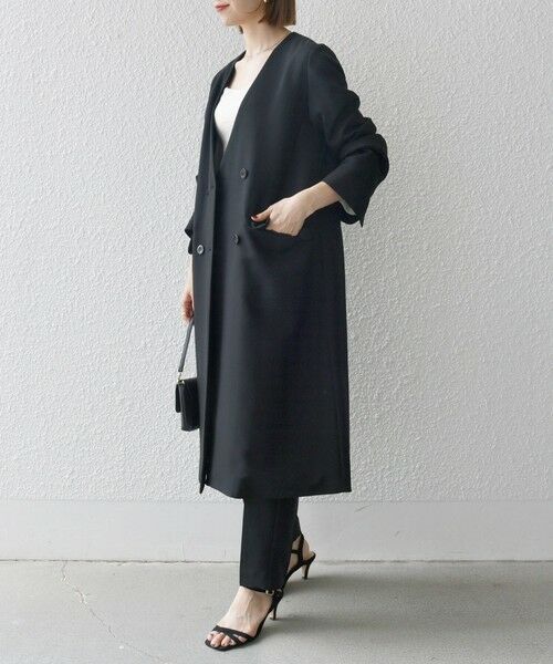 SHIPS for women / シップスウィメン その他アウター | SHIPS any:〈洗濯機可能〉ダブルクロス ノーカラー コート ［NAVY BLUE］ | 詳細4