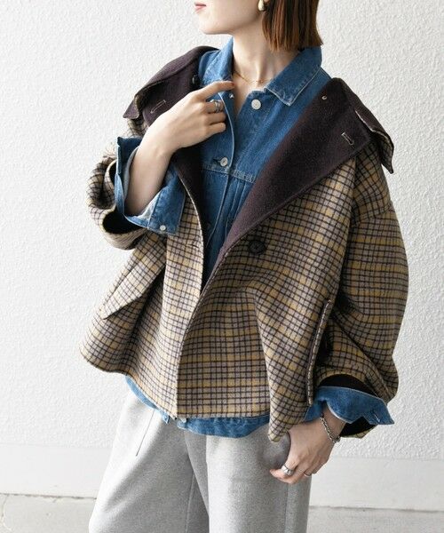 SHIPS / シップス その他アウター | 《一部追加予約》【WEB限定】SHIPS any: リバー スタンドカラー ポンチョ ショート コート | 詳細8