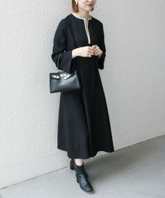 SHIPS any: ダブルクロス ウエスト タック Aライン ワンピース ［NAVY BLUE］