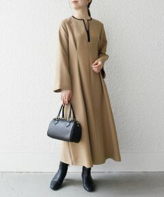 SHIPS any: ダブルクロス ウエスト タック Aライン ワンピース ［NAVY BLUE］