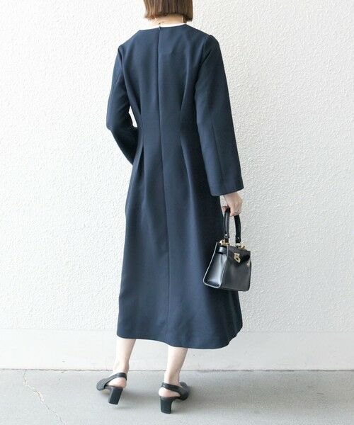 SHIPS / シップス ロング・マキシ丈ワンピース | 《一部追加予約》【WEB限定】SHIPS any: ダブルクロス ウエスト タック Aライン ワンピース ［NAVY BLUE］ | 詳細28