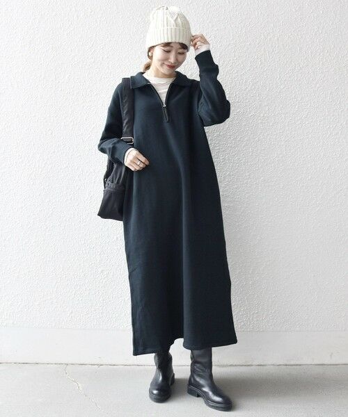 SHIPS / シップス ロング・マキシ丈ワンピース | SHIPS any:〈洗濯機可能〉USA コットン 裏起毛 ハーフジップ ワンピース | 詳細29