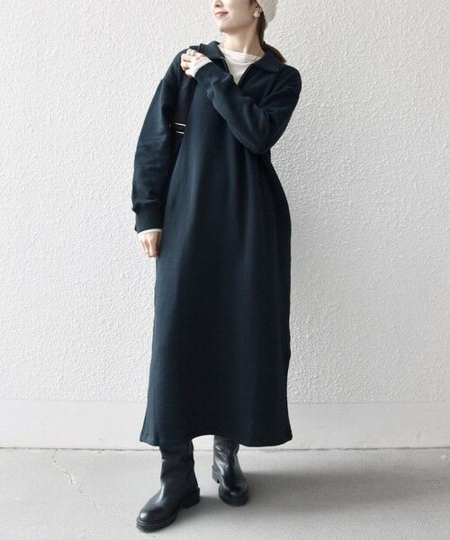 SHIPS / シップス ロング・マキシ丈ワンピース | SHIPS any:〈洗濯機可能〉USA コットン 裏起毛 ハーフジップ ワンピース | 詳細30