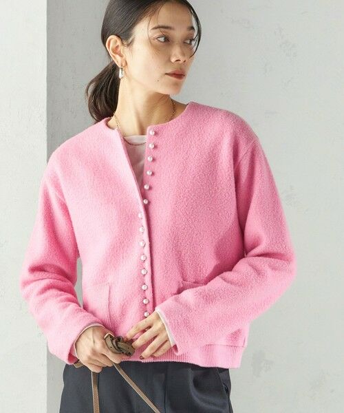 SHIPS / シップス カーディガン・ボレロ | 〈手洗い可能〉パール モチーフ ボタン ジャッカル カーディガン(ピンク)