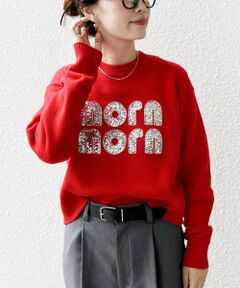 【WEB限定】〈手洗い可能〉スパンコール ロゴ ニット