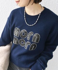 【WEB限定】〈手洗い可能〉スパンコール ロゴ ニット