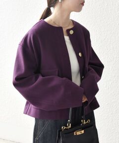 kay me✨️ウール混ノーカラージャケット 黒 日本製 洗える上質シルエット❁ kay me✨️ウール混ノーカラージャケット 黒 日本製 洗える上質