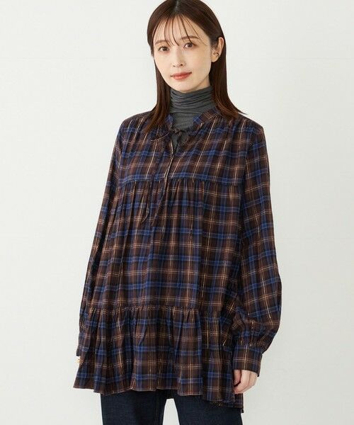 SHIPS for women / シップスウィメン チュニック | SHIPS Colors: 〈手洗い可能〉起毛 ラメ チェック チュニック | 詳細12