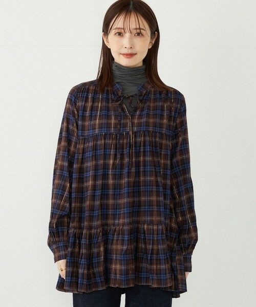 SHIPS for women / シップスウィメン チュニック | SHIPS Colors: 〈手洗い可能〉起毛 ラメ チェック チュニック | 詳細8