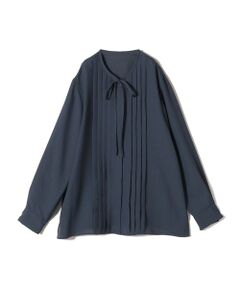 SHIPS Primary Navy Label:〈手洗い可能〉ピンタック リボン タイ ブラウス