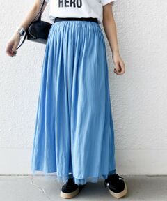 SHIPS / シップス ロング・マキシ丈スカート | 〈手洗い可能〉リバーシブル チュール カッセン スカート