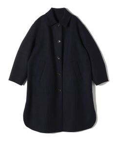 SHIPS Primary Navy Label:メルトン リバー ステンカラー コート