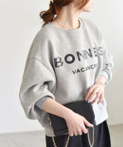 SHIPS / シップス スウェット | 《追加予約》quaranciel:〈手洗い可能〉スパンコール刺繍 ロゴ スウェット