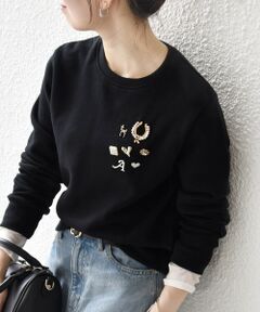 SHIPS / シップス スウェット | 《追加予約》SHIPS any:〈手洗い可能〉裏起毛 ビジュー クルーネック コンパクト プルオーバー