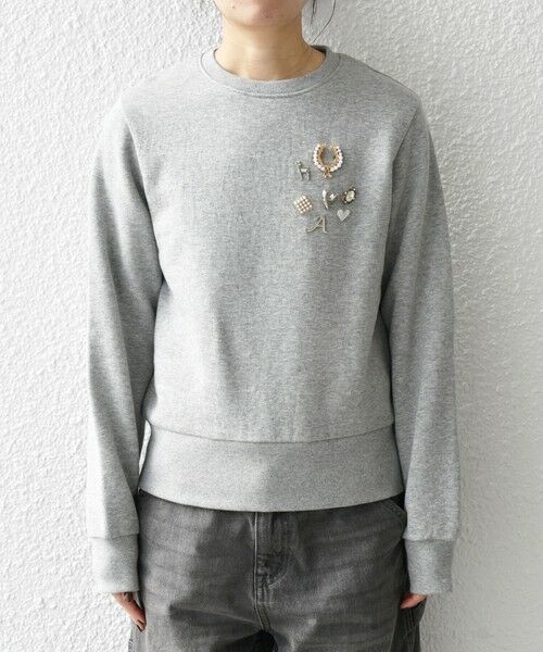 SHIPS / シップス スウェット | 《追加予約》SHIPS any:〈手洗い可能〉裏起毛 ビジュー クルーネック コンパクト プルオーバー | 詳細23