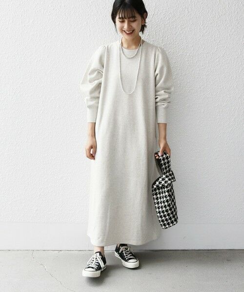 SHIPS / シップス ロング・マキシ丈ワンピース | 【WEB限定】SHIPS any: USAコットン 裏起毛 パフ スリーブ ワンピース 2 | 詳細1