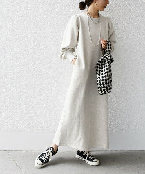 SHIPS / シップス ロング・マキシ丈ワンピース | 【WEB限定】SHIPS any: USAコットン 裏起毛 パフ スリーブ ワンピース 2 | 詳細4