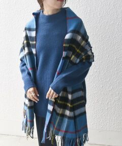 《予約》TWEED MILL: チェック ウール ストール 24FW