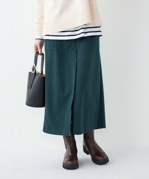 SHIPS / シップス ロング・マキシ丈スカート | SHIPS Colors:〈手洗い可能〉TR 起毛 ストレッチ ポケット スカート◇(グリーン)