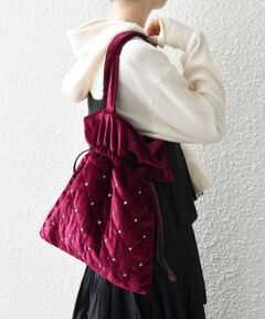 SHIPS / シップス トートバッグ | SHIPS any: ビジュー ポリエステル ベロア キルティング ドロスト トートバッグ