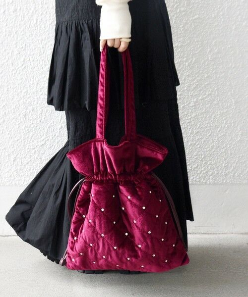 SHIPS / シップス トートバッグ | SHIPS any: ビジュー ポリエステル ベロア キルティング ドロスト トートバッグ | 詳細16