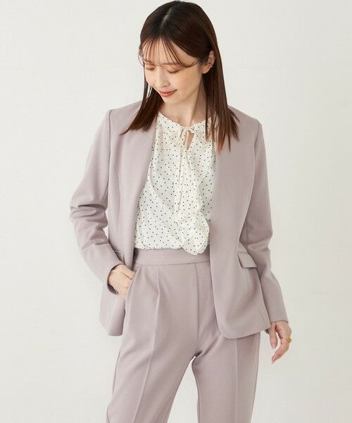 SHIPS / シップス ノーカラージャケット | SHIPS Colors:ストレッチ ジョーゼット Vカラージャケット3 （セットアップ対応可能）◇ | 詳細9