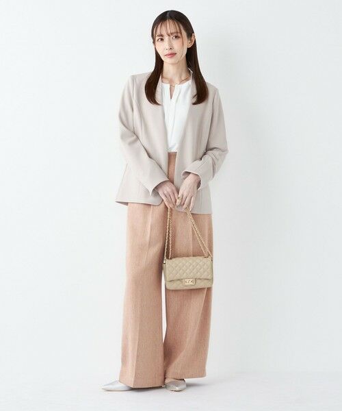 SHIPS / シップス ノーカラージャケット | SHIPS Colors:ストレッチ ジョーゼット Vカラージャケット3 （セットアップ対応可能）◇ | 詳細21