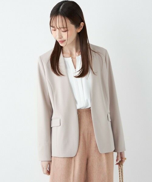 SHIPS / シップス ノーカラージャケット | SHIPS Colors:ストレッチ ジョーゼット Vカラージャケット3 （セットアップ対応可能）◇ | 詳細22