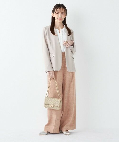 SHIPS / シップス ノーカラージャケット | SHIPS Colors:ストレッチ ジョーゼット Vカラージャケット3 （セットアップ対応可能）◇ | 詳細24