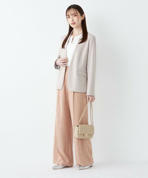 SHIPS / シップス ノーカラージャケット | SHIPS Colors:ストレッチ ジョーゼット Vカラージャケット3 （セットアップ対応可能）◇ | 詳細25