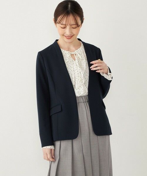 SHIPS for women / シップスウィメン ノーカラージャケット | SHIPS Colors:ストレッチ ジョーゼット Vカラー ジャケット3 (セットアップ可能) | 詳細21