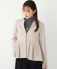 SHIPS / シップス ノーカラージャケット | 《一部追加予約》SHIPS Colors:ストレッチ ジョーゼット ペプラム ジャケット◆