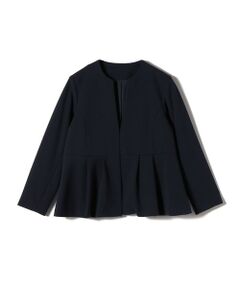 SHIPS / シップス ノーカラージャケット | 《一部追加予約》SHIPS Colors:ストレッチ ジョーゼット ペプラム ジャケット◆