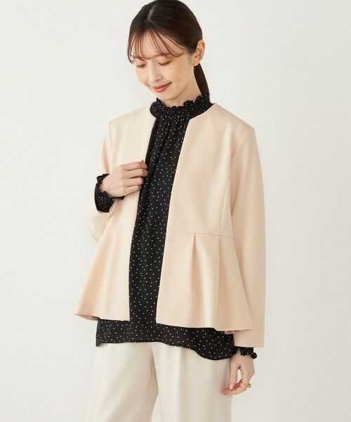 SHIPS / シップス ノーカラージャケット | 《一部追加予約》SHIPS Colors:ストレッチ ジョーゼット ペプラム ジャケット◆ | 詳細4