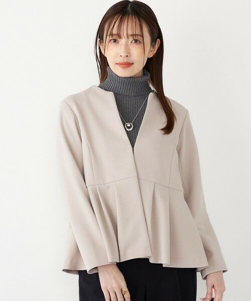 SHIPS / シップス ノーカラージャケット | 《一部追加予約》SHIPS Colors:ストレッチ ジョーゼット ペプラム ジャケット◆ | 詳細17